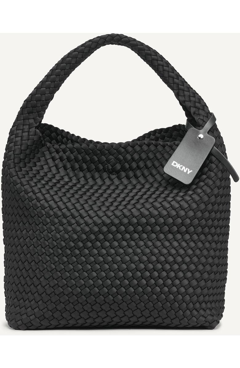 DKNY Giselle Hobo, Main, color, Black/Silver