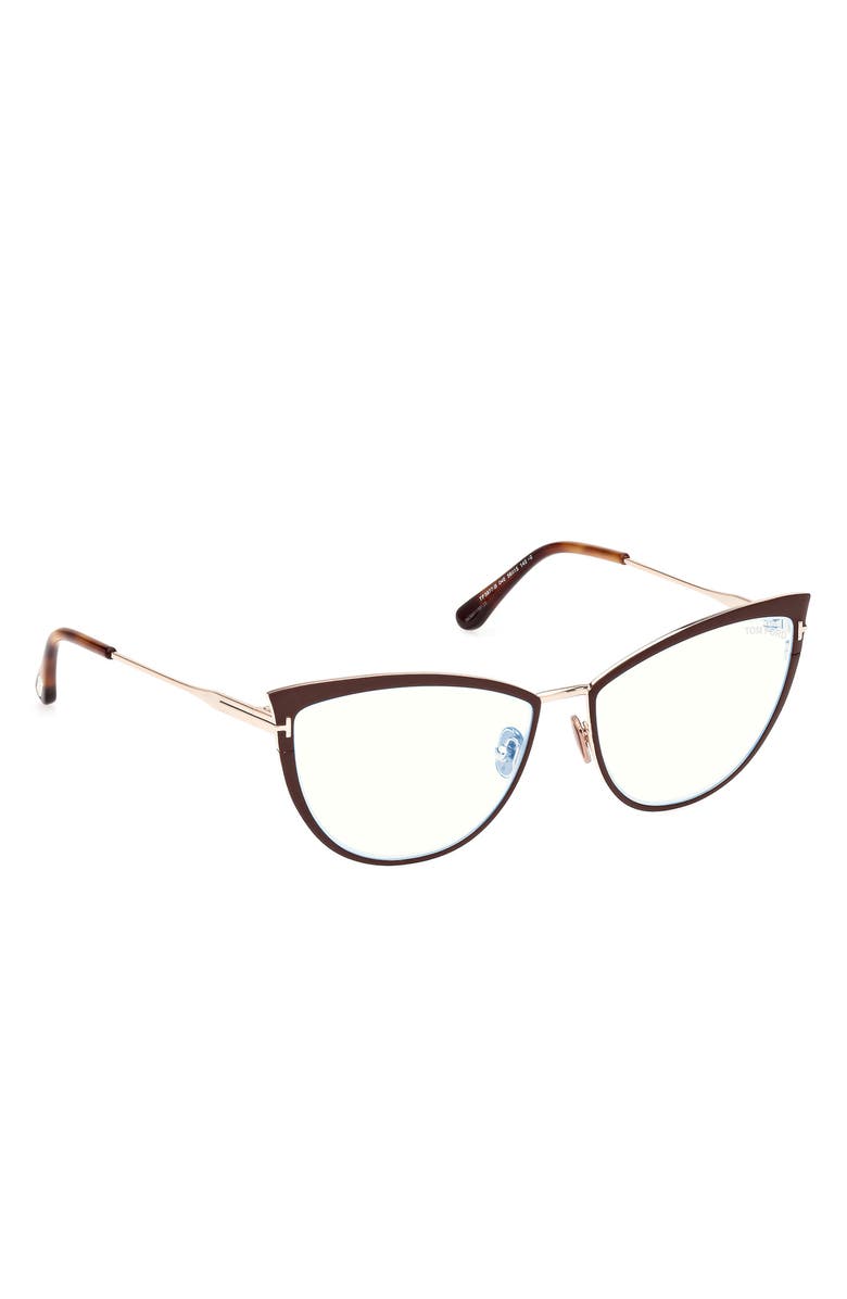TOM FORD 56mm Cat Eye Blue Light Blocking Glasses, Alternate, color, 