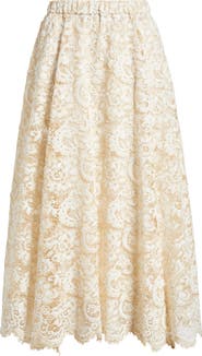 Anne Klein Pull-On Lace Midi A-Line Skirt