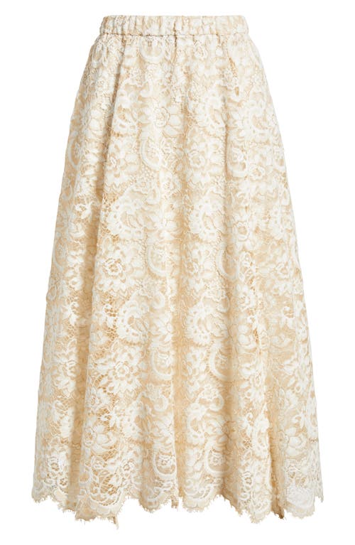 Anne Klein Pull-on Lace Midi A-line Skirt In Off White