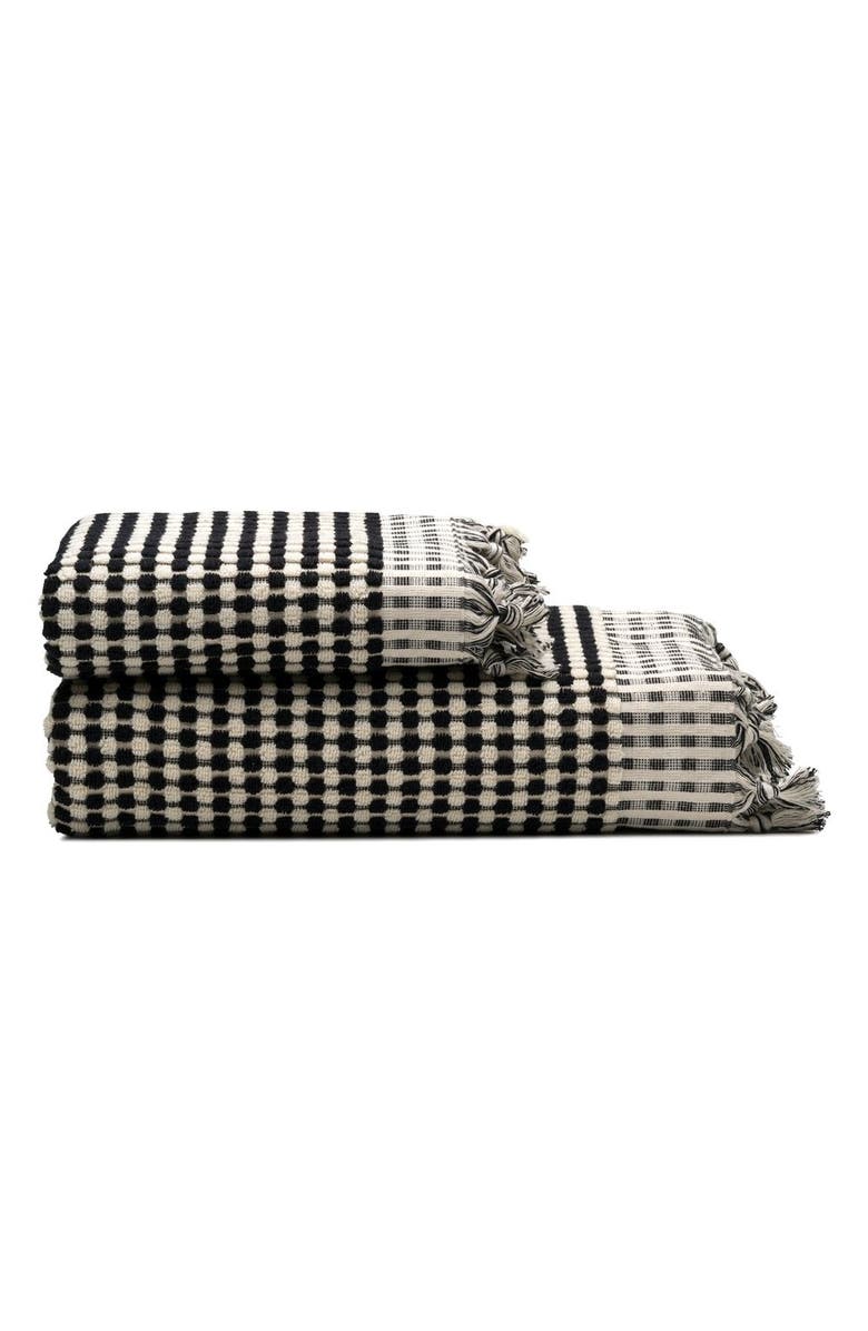 Oliviera Home Dots Turkish Cotton Terry Bath and Hand Towel - Set, Main, color, Black