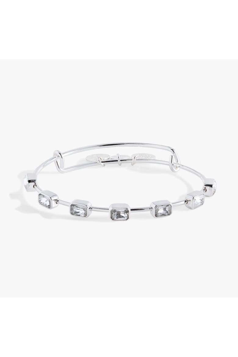 April Birthstone Emerald Cut Bangle, Main, color, Silver 