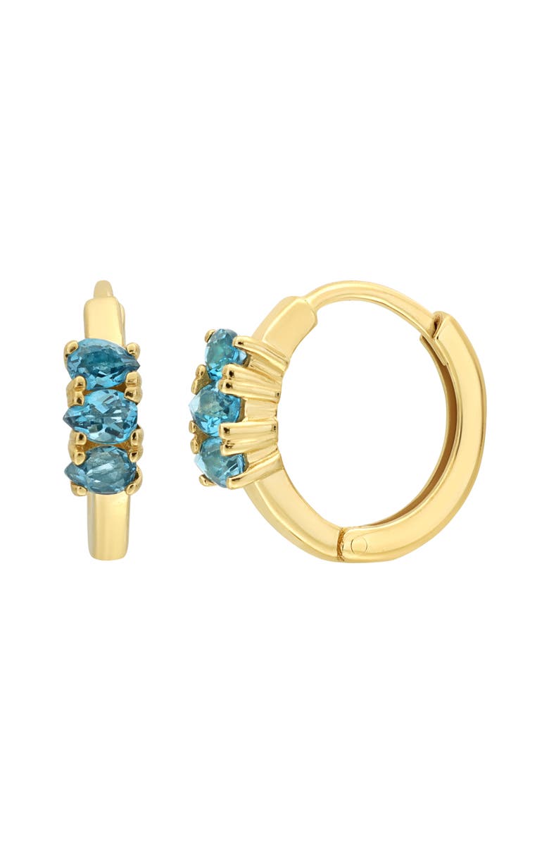 Bony Levy 14K Gold Hoop Earrings, Main, color, London Blue Topaz