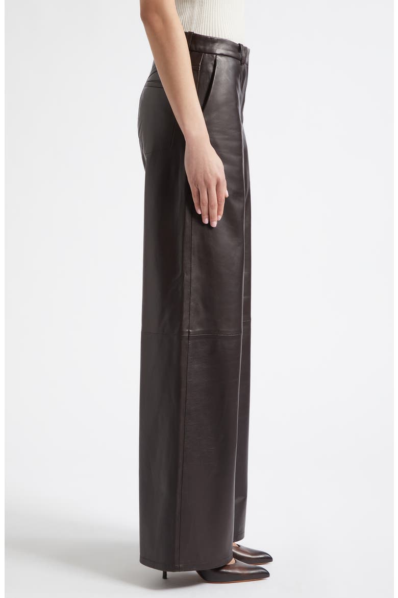 Coda Wide Leg Leather Pants, Alternate, color, BROWN