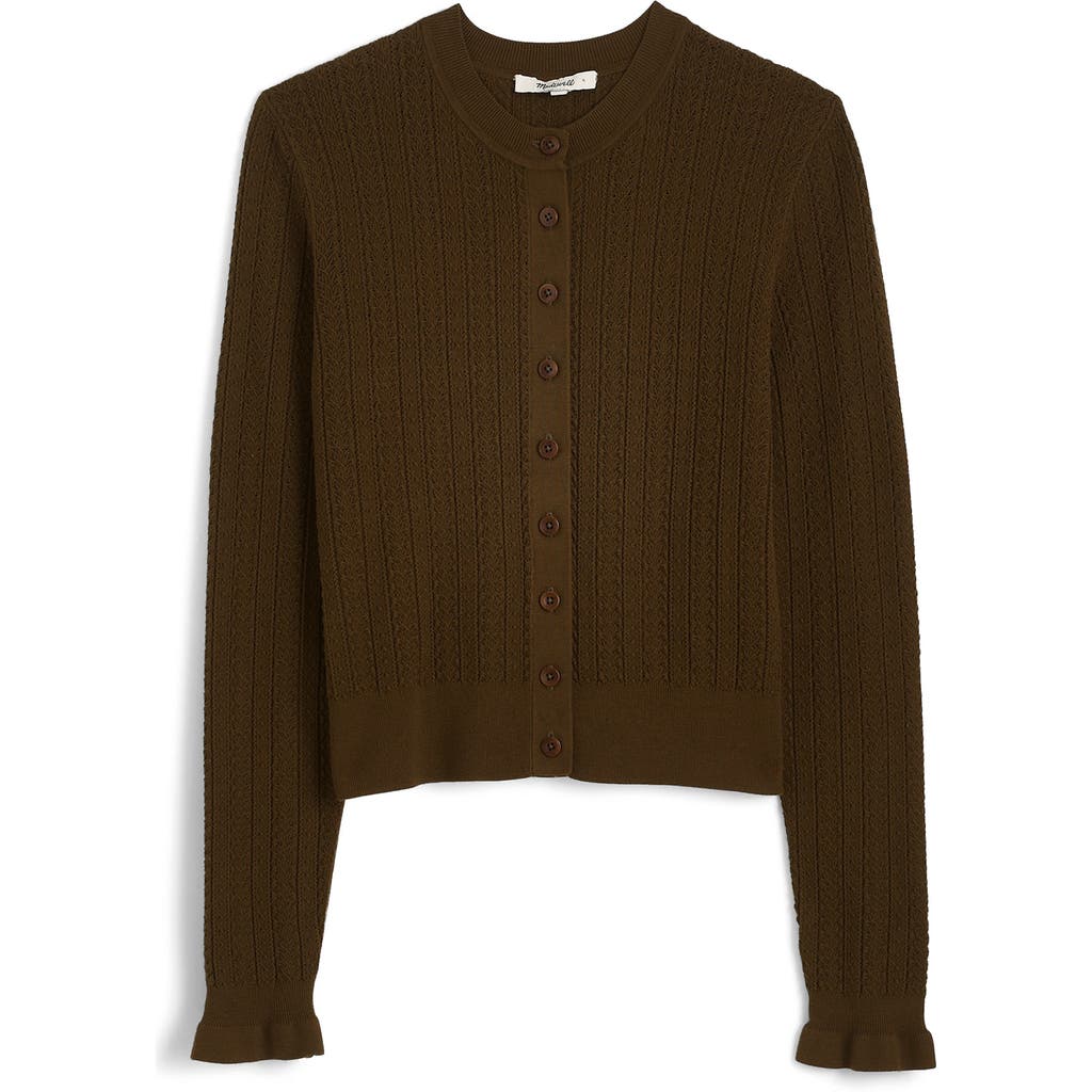 Shop Madewell The Signature Open Knit Cardigan In Dark Olive