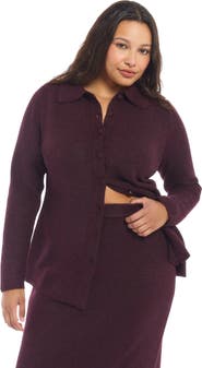 June & Vie Button Up Intarsia Knit Longline Cardigan