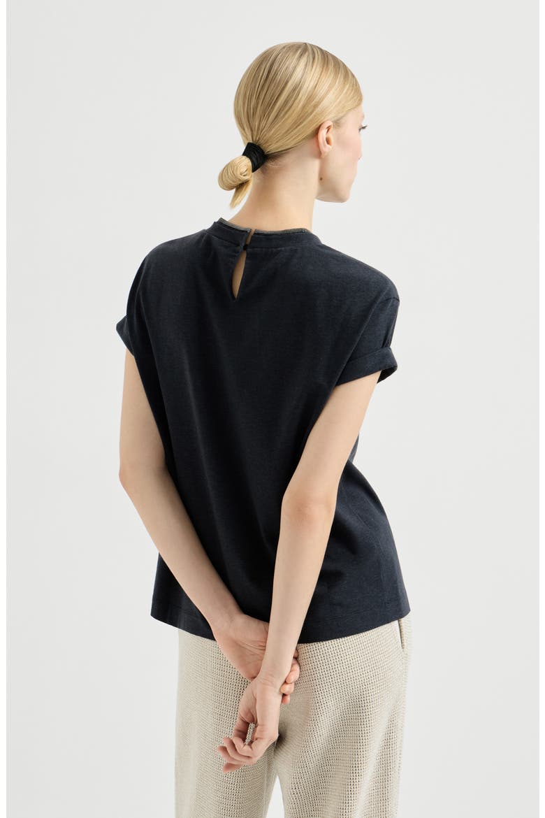 T-shirt with Precious Faux Layering, Alternate, color, Anthracite