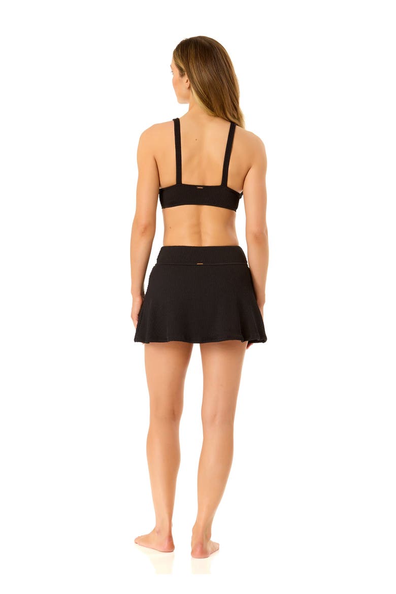 Women's Live In Color Textured Shirred Soft Band Bralette Bikini Swim Top, Alternate, color, Black