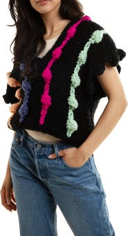 SAACHI V-Neck Colorful Chunky Knit Sweater