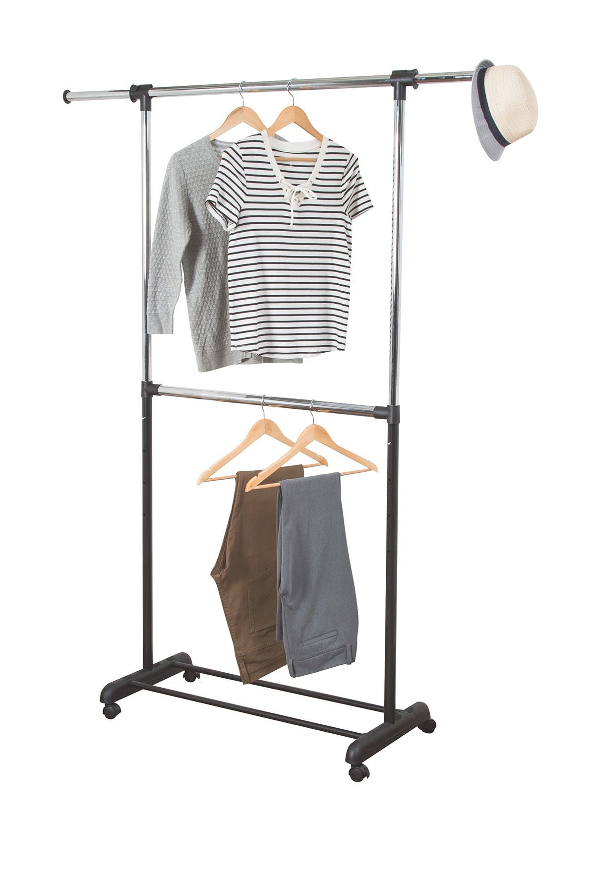HONEY-CAN-DO Dual Rod Expandable Garment Rack, Alternate, color, 