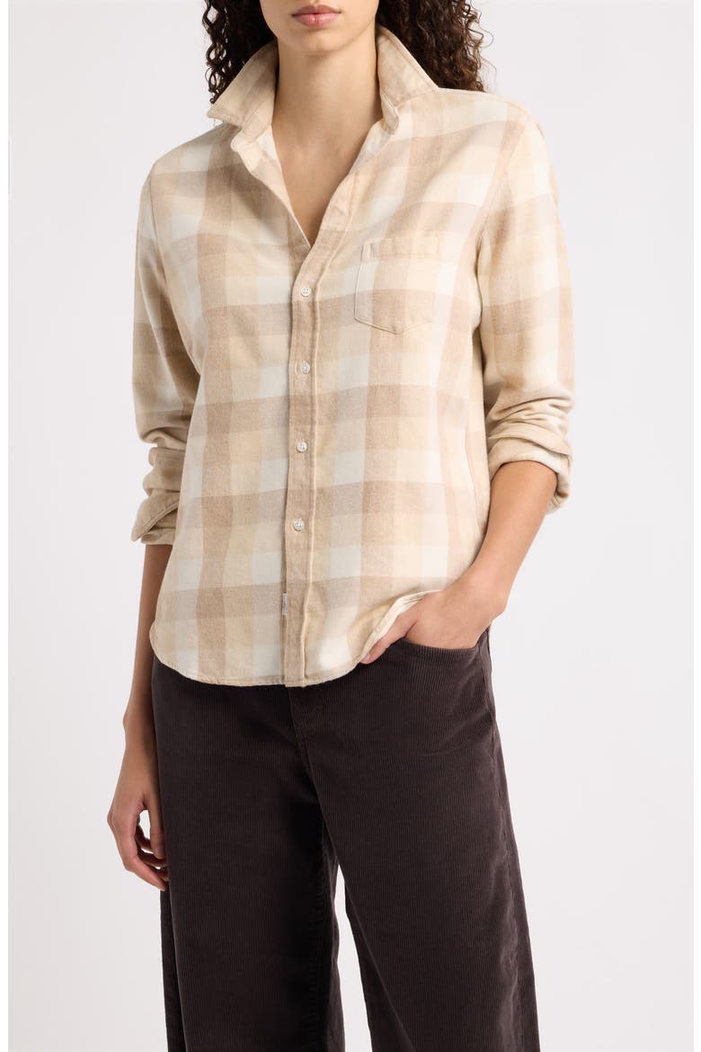 Eileen Relaxed Button Up Shirt, Main, color, CREAM SAND CAMEL LARGE PLAID