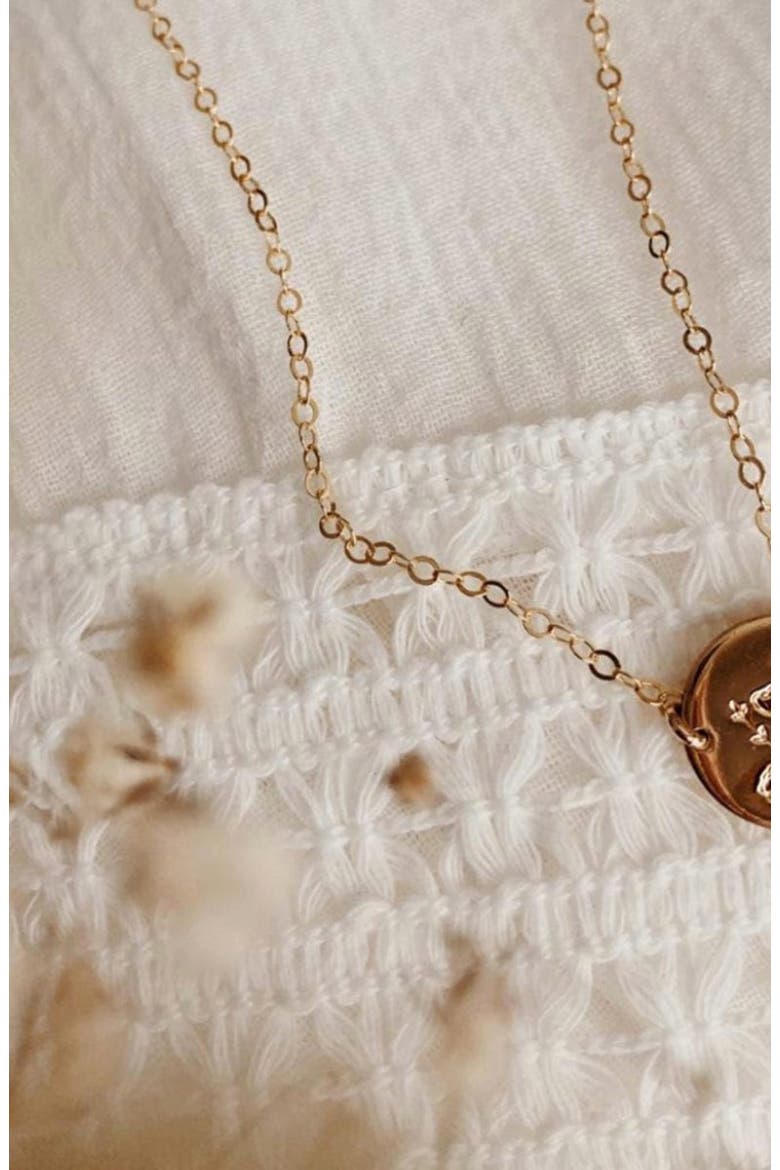 Wild Blooms Mini Zola Disc Necklace, Alternate, color, Gold Filled