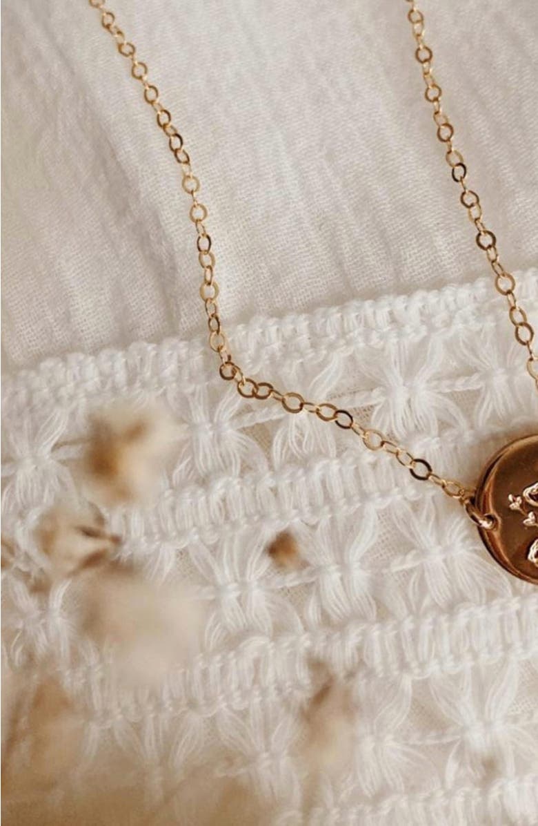 MADE BY MARY Wild Blooms Mini Zola Disc Necklace, Alternate, color, Gold Filled