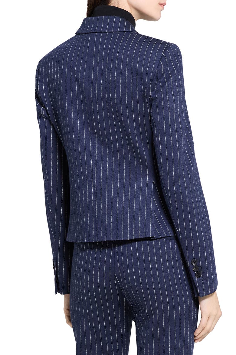 Metallic Pinstripe Fitted Jacket, Alternate, color, NAVY MULTI