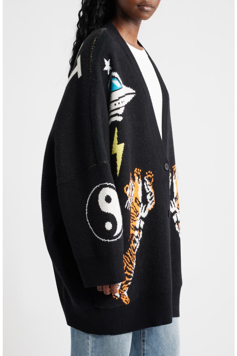Do What You Want Oversize Cardigan, Alternate, color, BLACK
