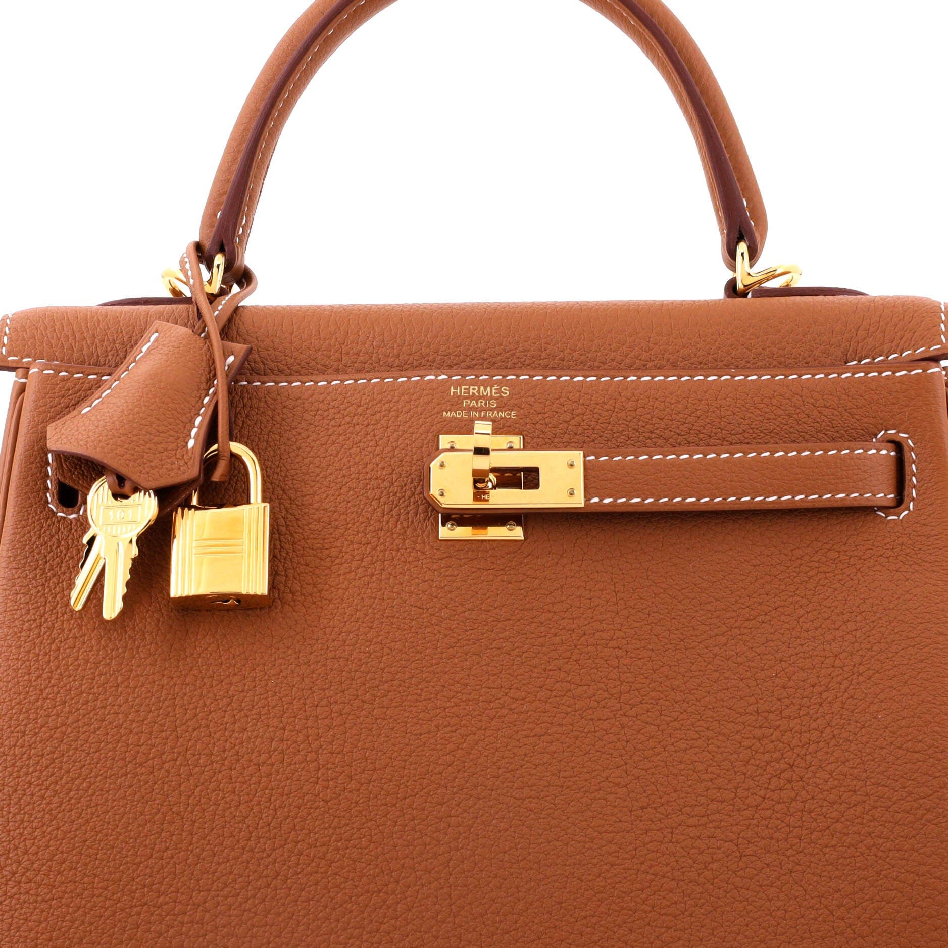 Pre-Owned Hermes Kelly Handbag Brown Togo with Gold Hardware 25, Alternate, color, Gold