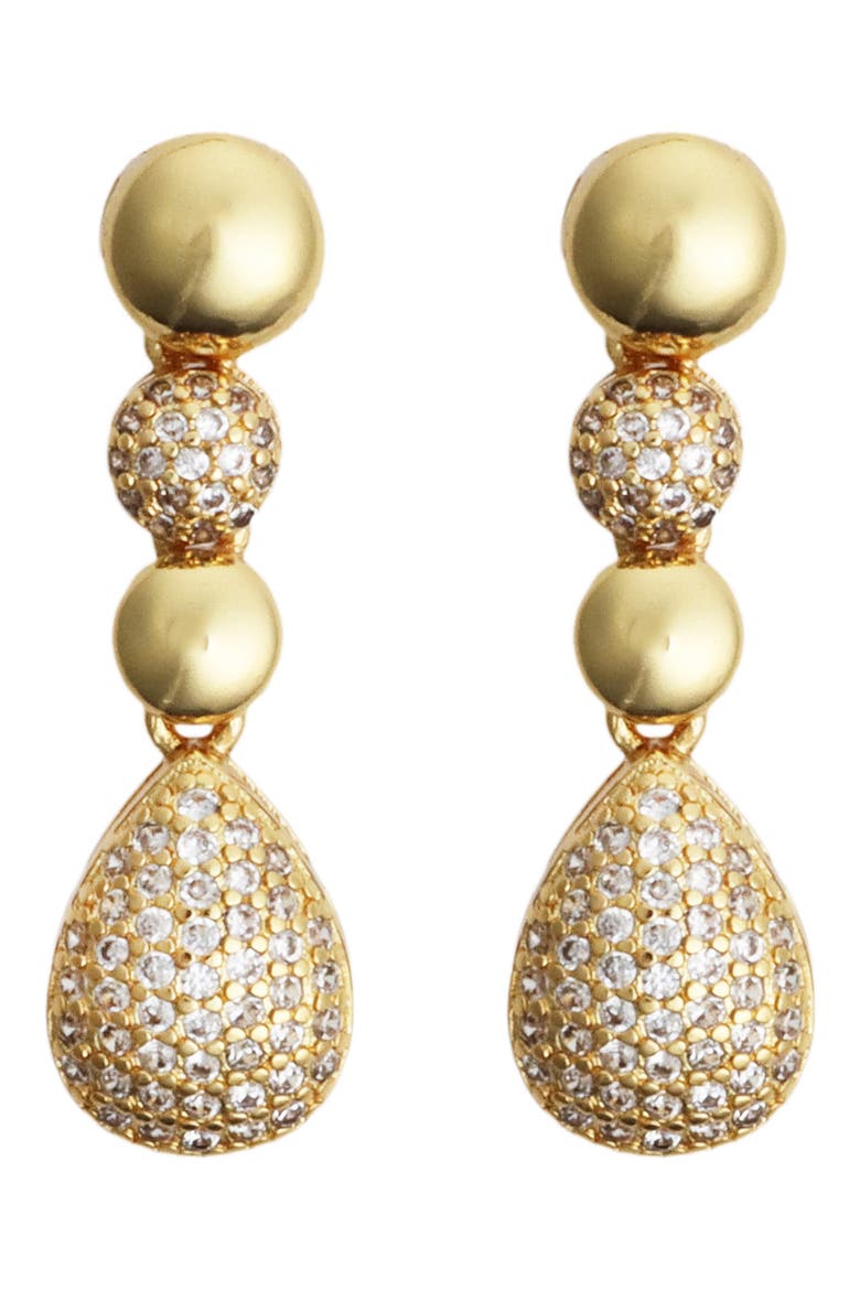 Pavé Crystal Linear Teardrop Earrings, Main, color, GOLD