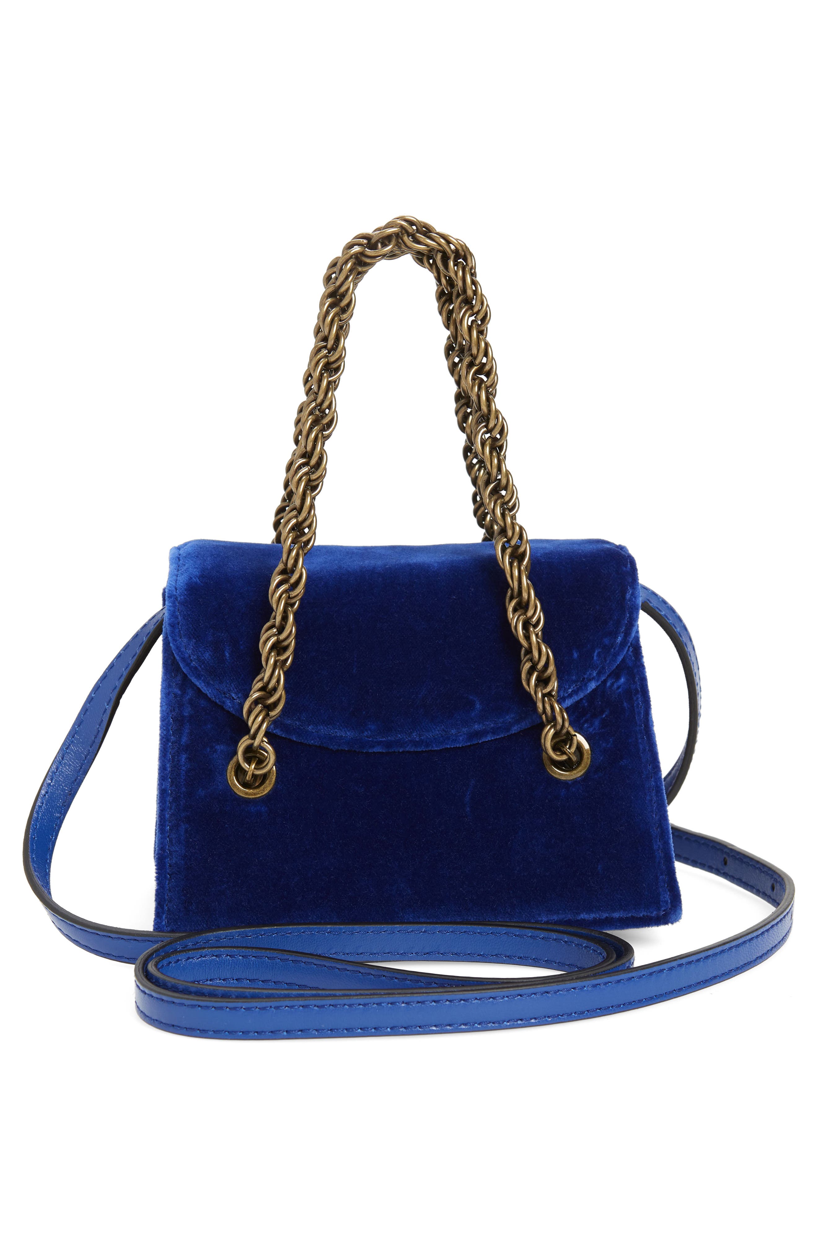 Moschino Padlock Velvet Crossbody Bag, Alternate, color, 