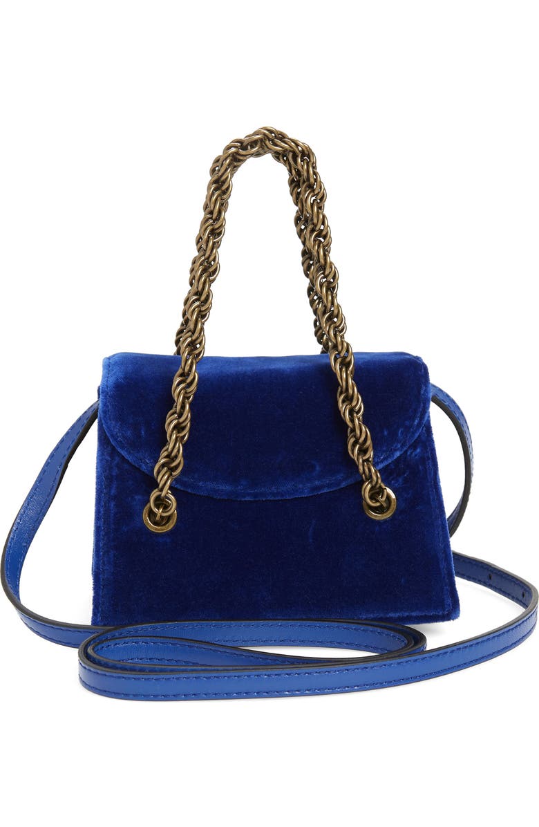 Moschino Padlock Velvet Crossbody Bag, Alternate, color,