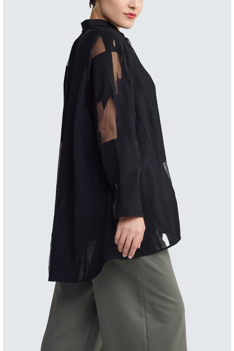 Ondine Sheer Jacquard Shirt, Alternate, color, Black