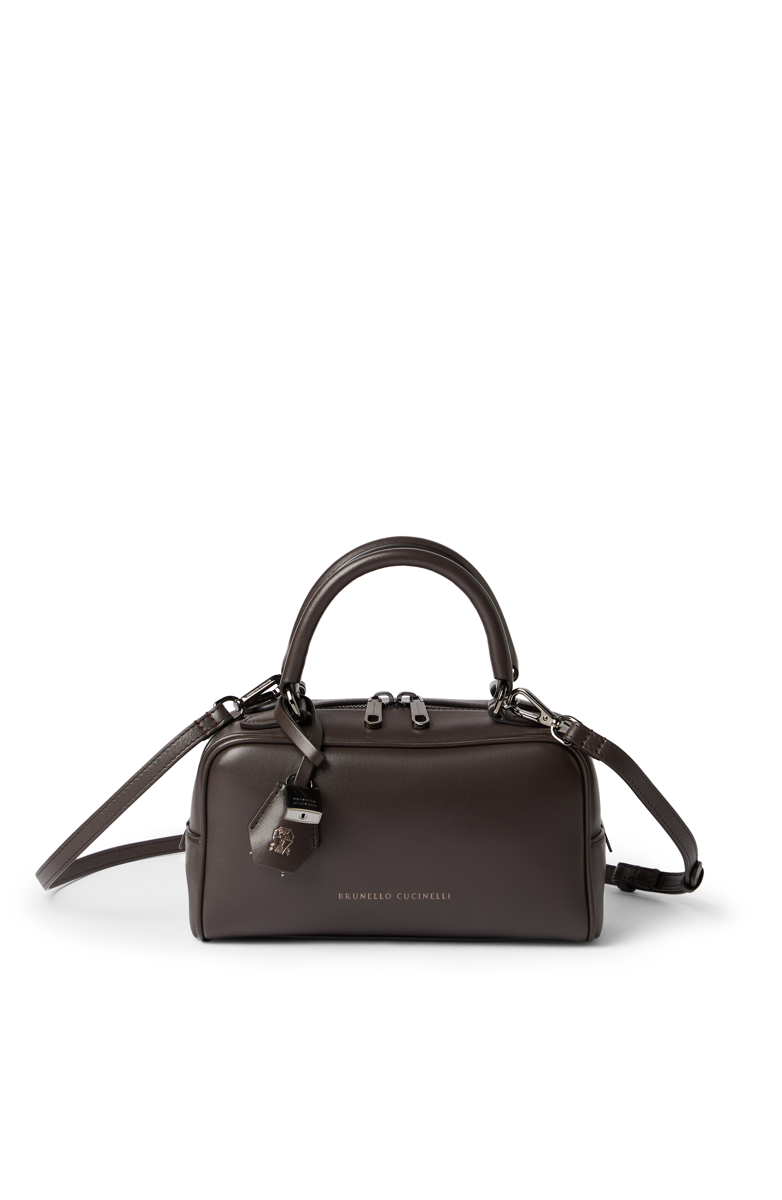 Brunello Cucinelli Small nappa Boston Explorer bag, Main, color, Rust Brown