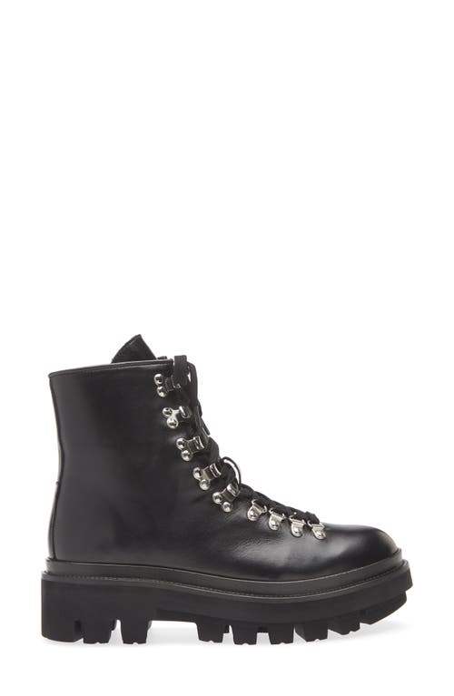 Allsaints Wanda Genuine Shearling Lug Sole Combat Boot In Black