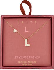 Leith Cubic Zirconia Heart & Bubble Initial Pendant Necklace