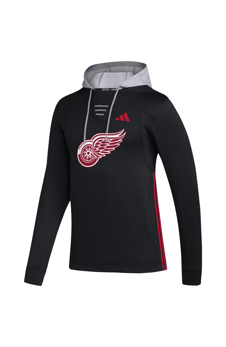 adidas Men's adidas Black Detroit Red Wings Refresh Skate Lace AEROREADY Pullover Hoodie, Alternate, color,