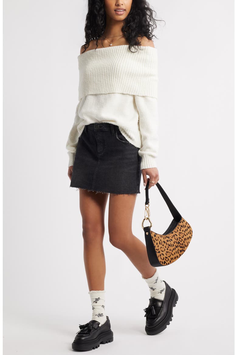 Raw Hem Denim Miniskirt, Alternate, color, WASHED BLACK