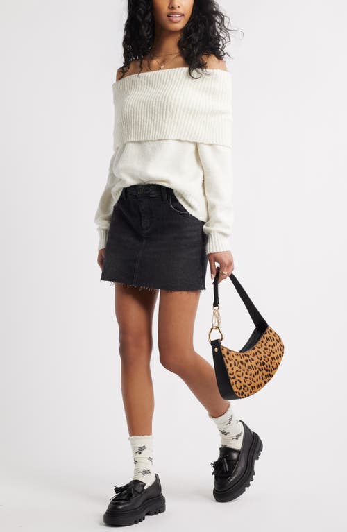 Bp. Raw Hem Denim Miniskirt In Black