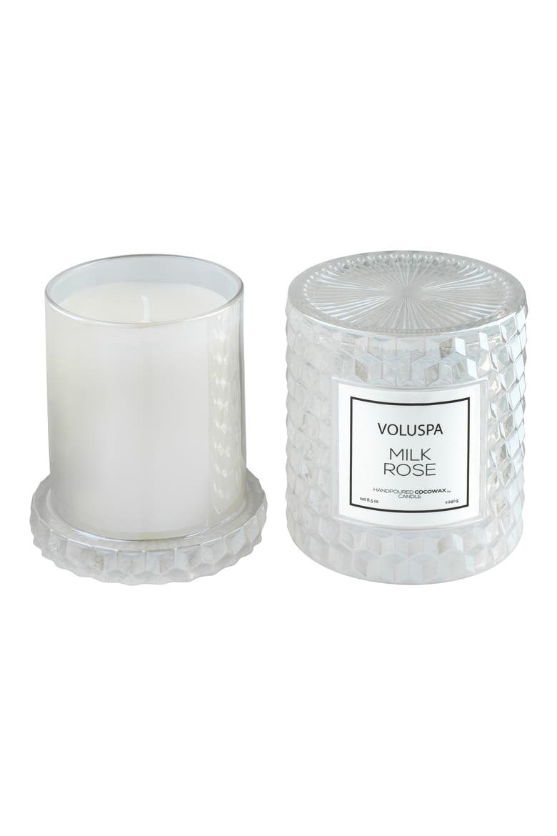 Roses Icon Cloche Cover Candle, Alternate, color, MILK ROSE