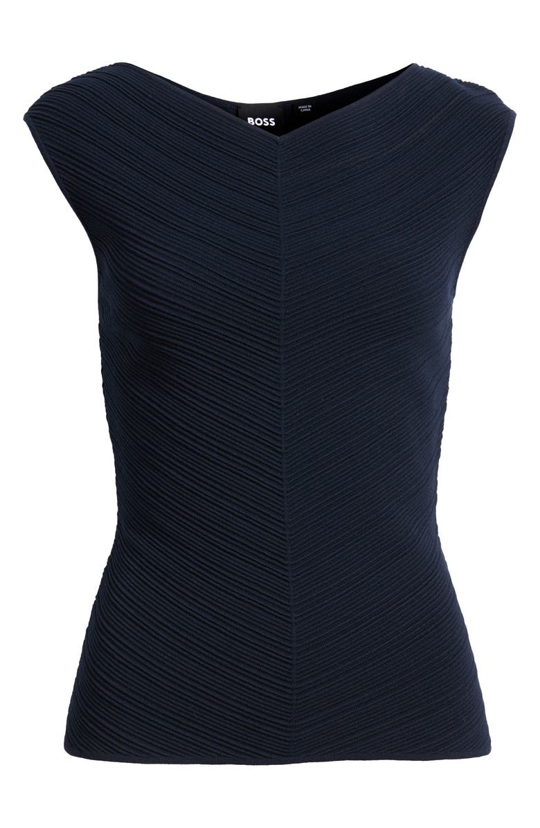 BOSS Faitini Rib Sleeveless Top, Alternate, color, Sky Captain