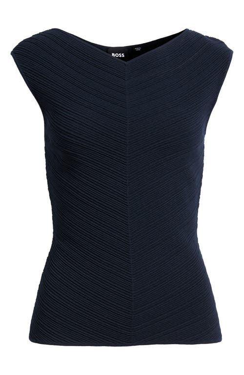 Hugo Boss Boss Faitini Rib Sleeveless Top In Sky Captain