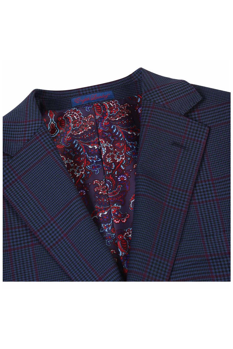 Plaid Two Button Peak Lapel Suit, Alternate, color, BLUE