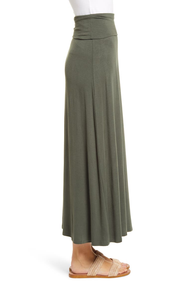 Roll Top Maxi Skirt, Alternate, color, DK OLIVE