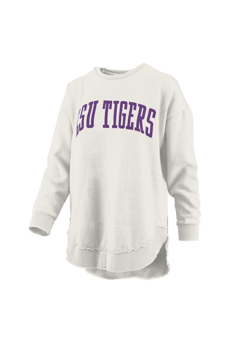Women's Pressbox  Oatmeal LSU Tigers Melange Poncho Vintage Fleece Long Sleeve Pullover Sweatshirt, Alternate, color, Oatmeal