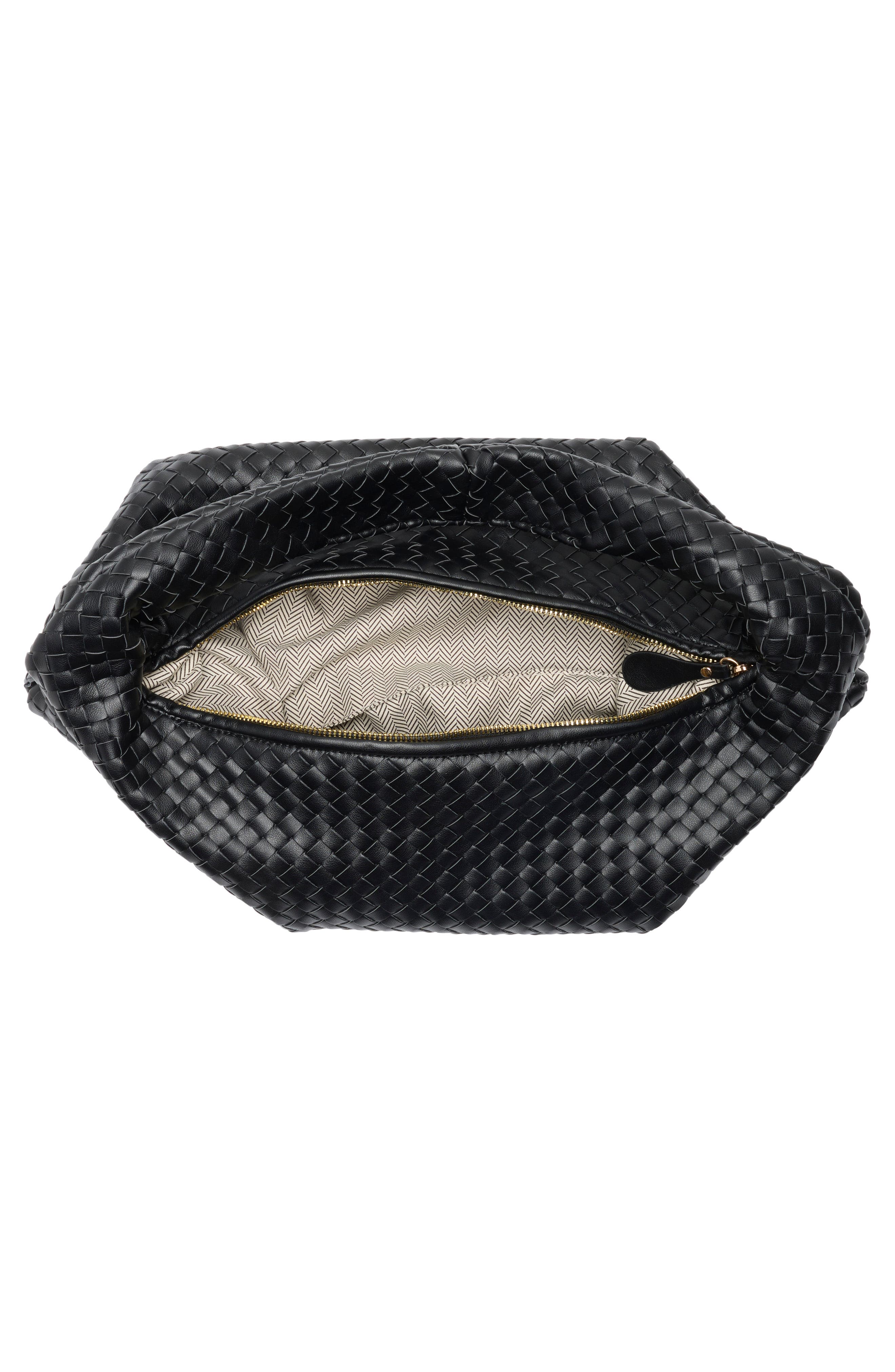 URBAN EXPRESSIONS HANDBAGS Woven Hobo Shoulder Bag, Alternate, color, Black