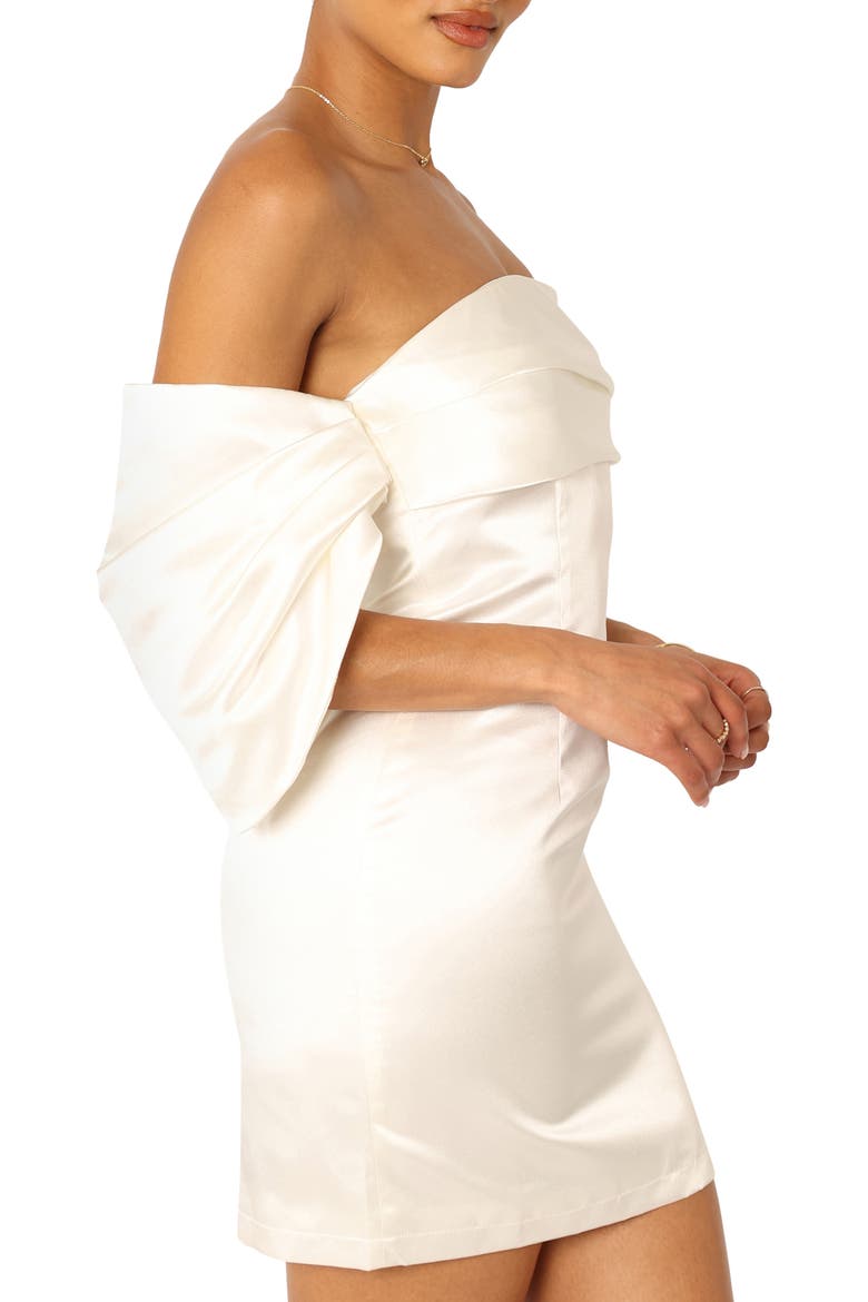 Nisha Off the Shoulder Satin Minidress, Alternate, color, WHITE