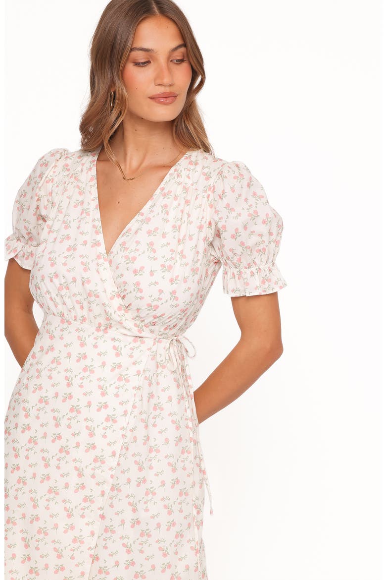 Mabella Cotton Midi Dress, Alternate, color, PEACH DITSY FLORAL
