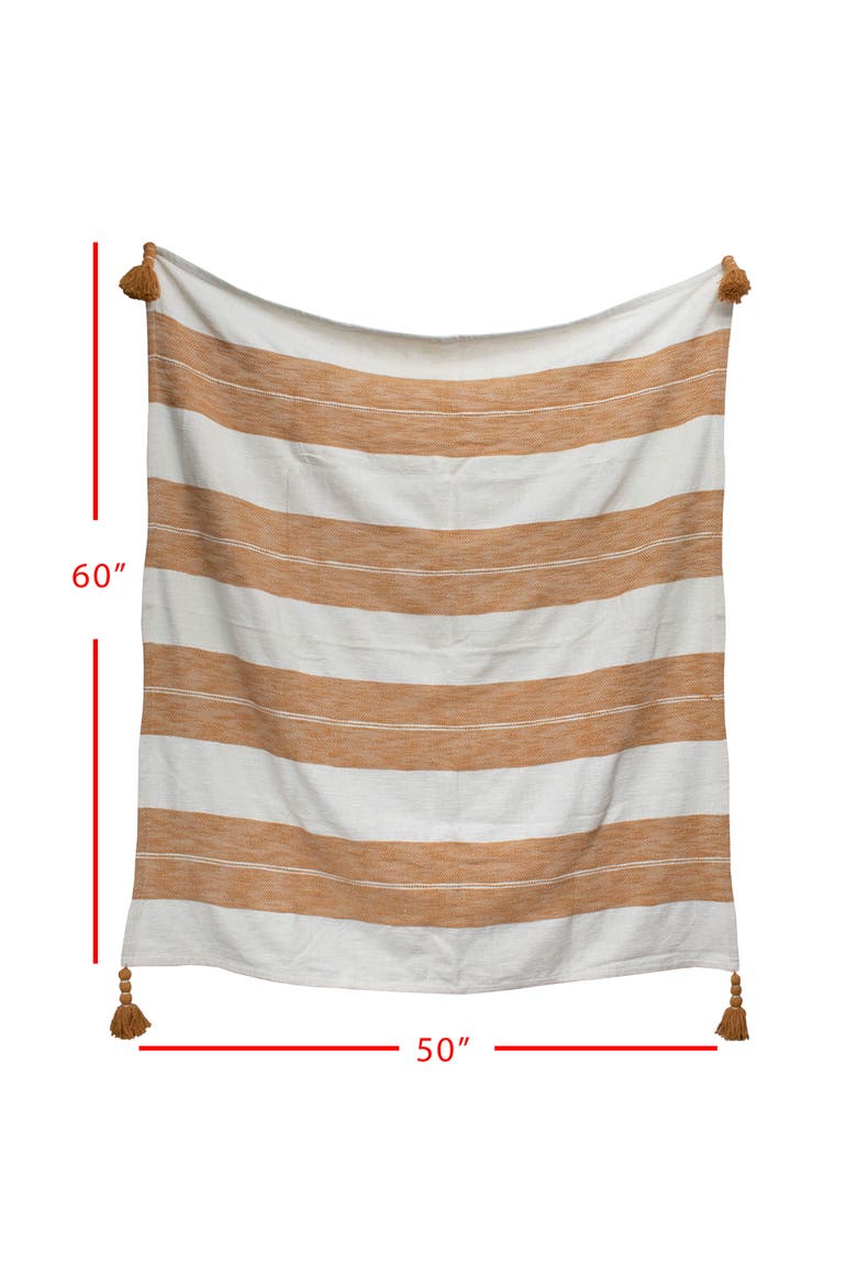 Orange Striped Handwoven 100% Cotton Accent Throw Blanket  50 x 60", Alternate, color, Orange