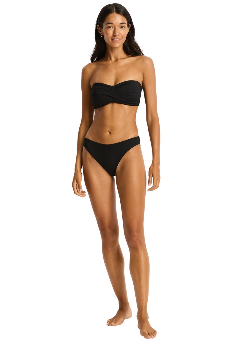 Essentials Edit Twist Front Bikini Top, Alternate, color, BLACK