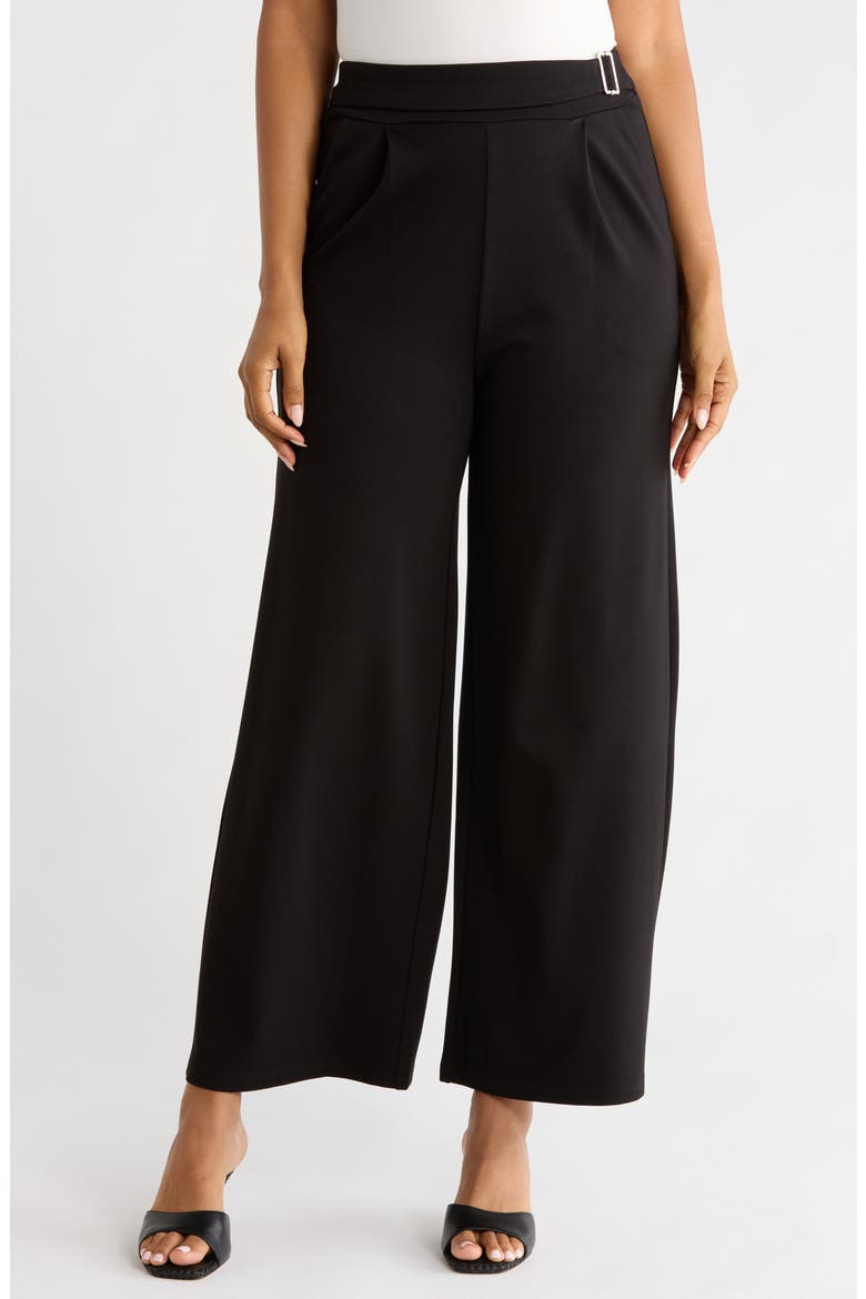 Side Buckle Wide Leg Pants, Main, color, BLACK
