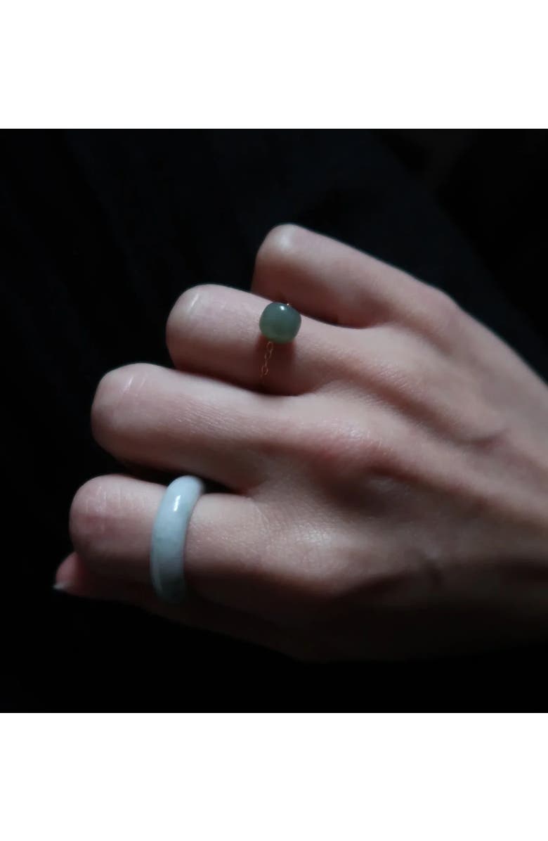 seree Zodiac collection Libra Skinny gold chain jade ring, Alternate, color, Light Green