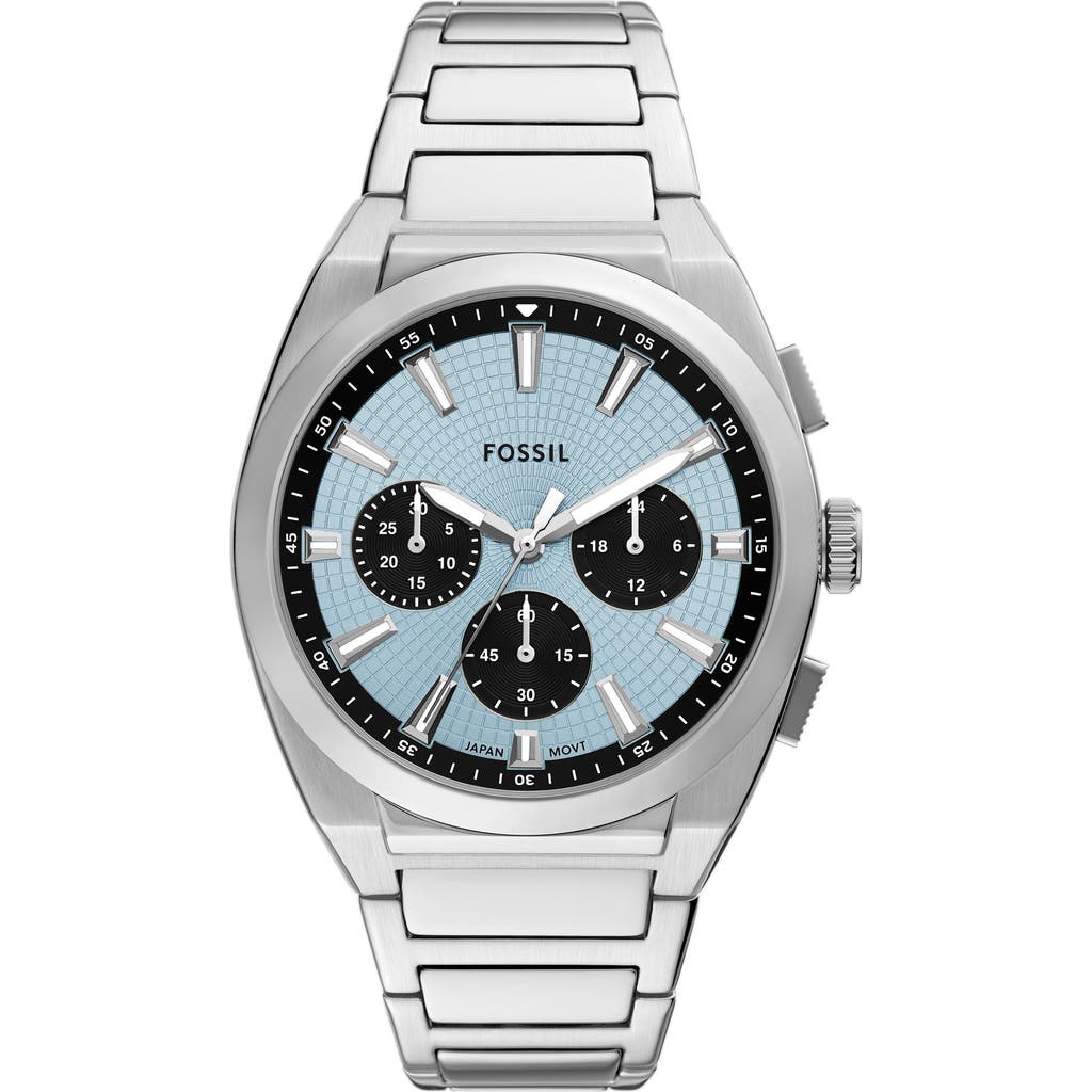 Fossil Men's Everett Chronograph Stainless Steel Watch, 44mm In Silver