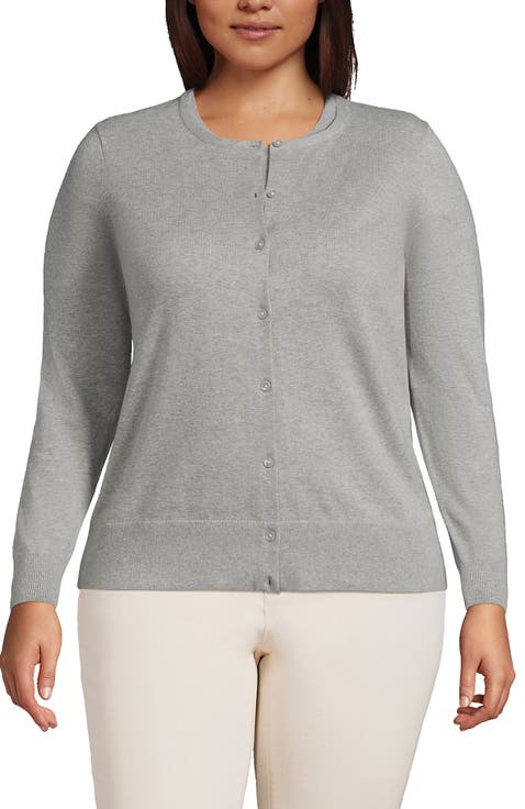 Plus Size Fine Gauge Cotton Cardigan Sweater