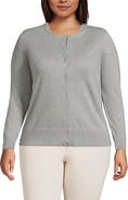 Lands' End Plus Size Fine Gauge Cotton Cardigan Sweater