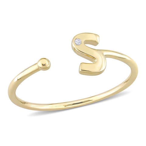 Diamond Initial Ring 10k Yellow Gold