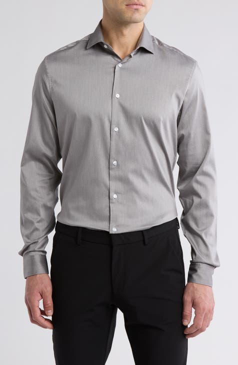 Men s Grey Performance Dress Shirts Moisture Wicking Wrinkle Free Nordstrom Rack