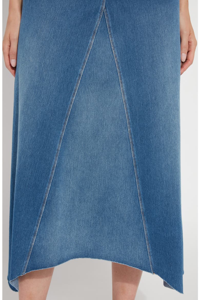 Camille Denim Midi Skirt, Alternate, color, MIDWASH