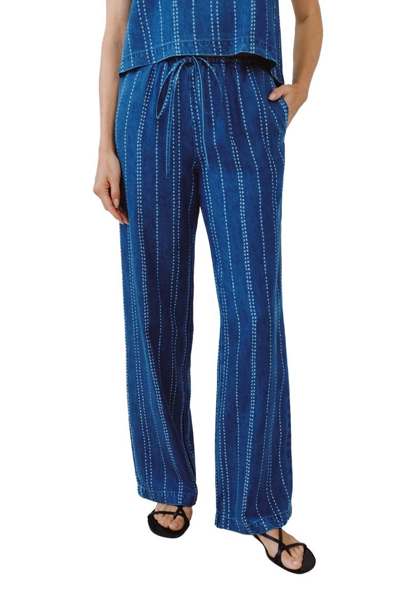 Indigo Stripe Drawstring Tencel™ Pants, Main, color, INDIGO STRIPE